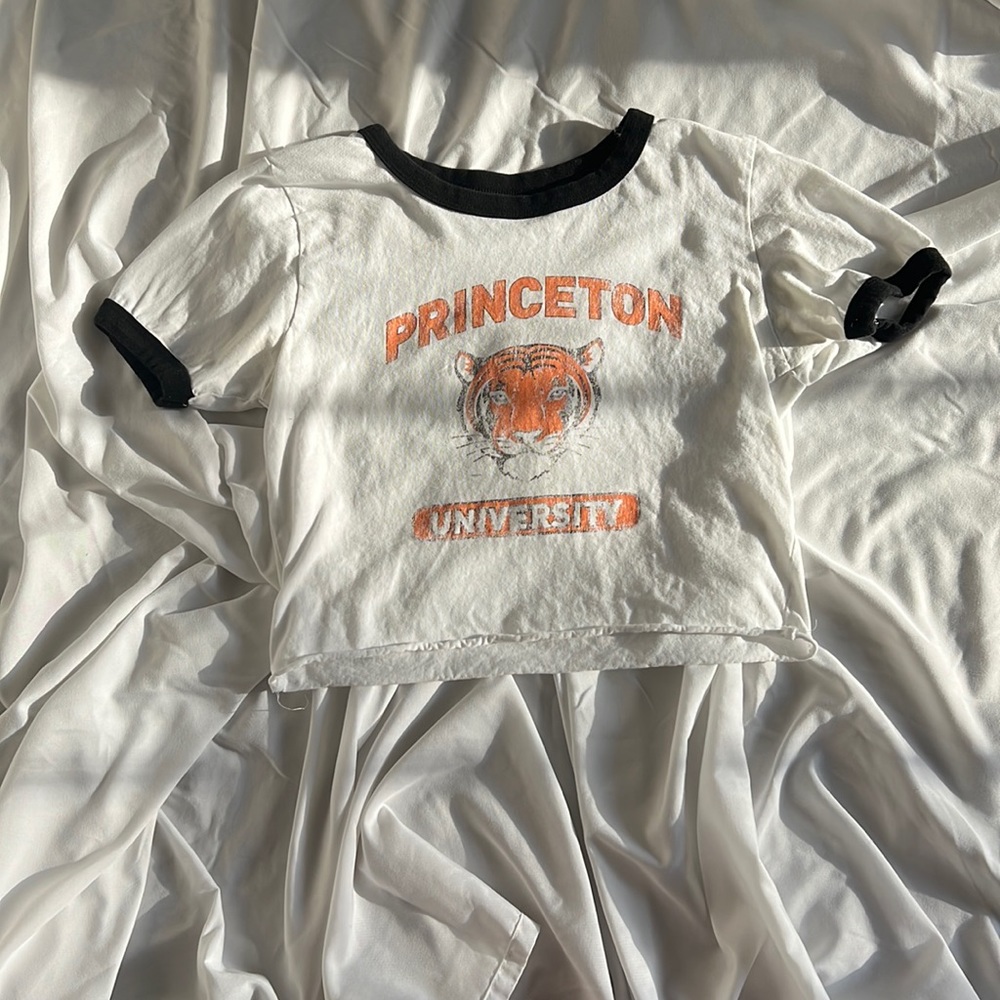 White tank top with black trim, PRINCETON UNIVERSITY and tiger